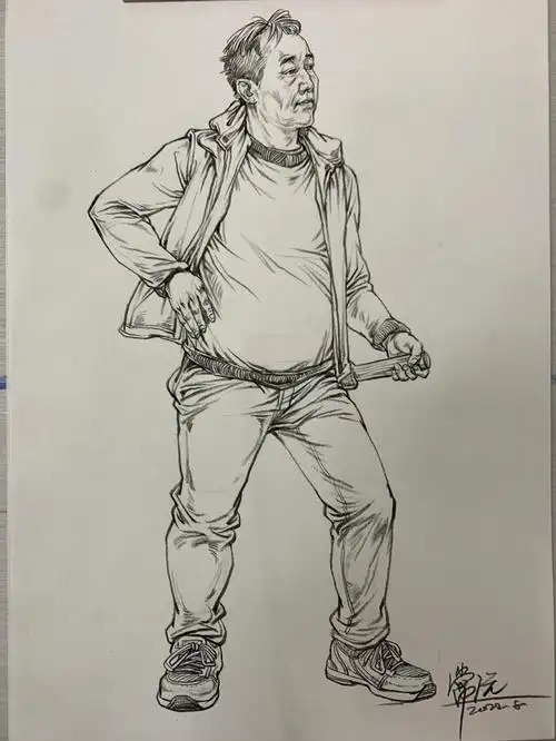 速写单人站姿线性速写临摹