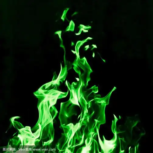火,绿色,火焰,黑色背景,活力