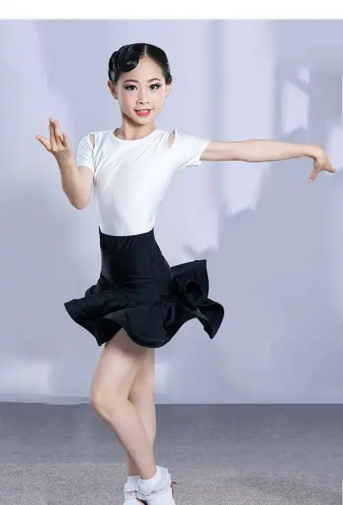 西雀王拉丁舞裙舞蹈服儿童拉丁舞服女童练功服分体跳舞服装短袖女孩