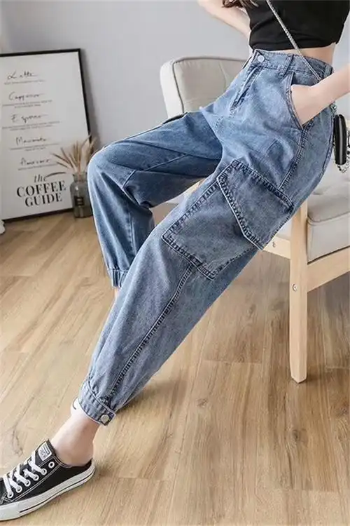 萝卜高腰牛仔裤