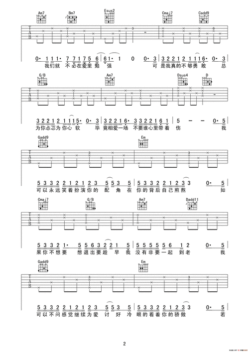 趁早吉他六线谱