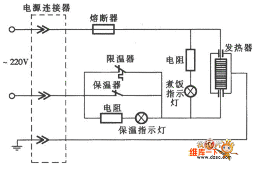爱华cfxb型双指示灯保温式自动电饭锅电路图