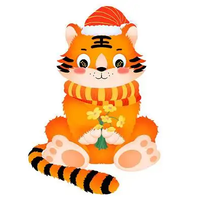 圣诞节老虎卡通老虎元素小老虎动物png素材