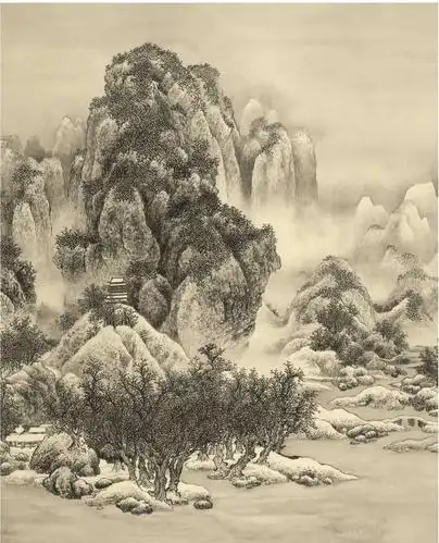 临摹作品:宋范宽《雪景寒林》图