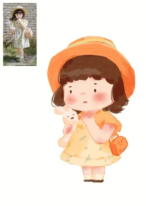 照片转插画34侧面小女孩