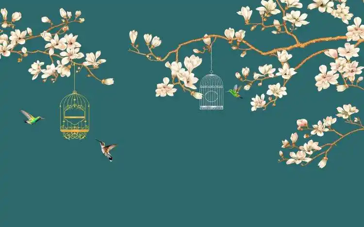 直播间3d立体视频拍摄背景布网红直播课程复古背景墙水墨古风背景 sp