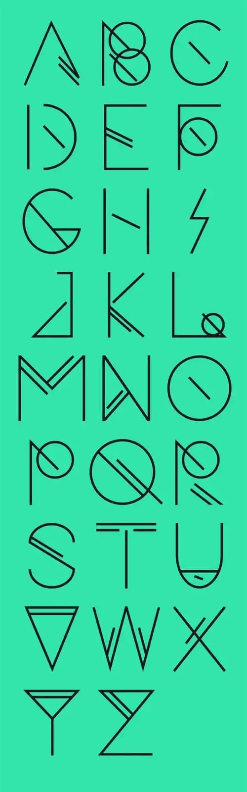 英文字体手绘设计手写26个字母