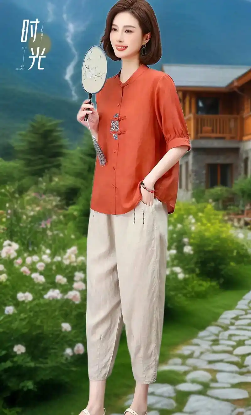 夏日必备!国风减龄神器,苎麻套装穿出文艺女神范 夏日炎炎