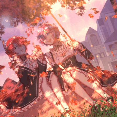 wallpaperengine枫叶树下秋千上的拉姆与蕾姆动态壁纸