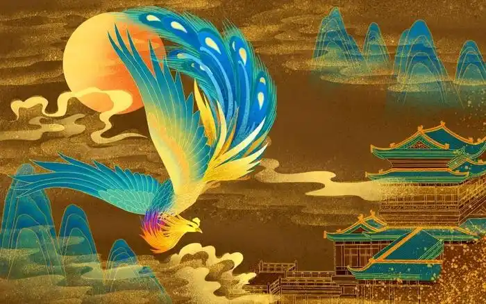 古风凤凰海报背景图片(3500x2300(dpi:132))psd模版下载