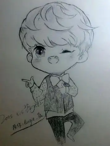 萌搜索鹿晗简笔画超简单的鹿晗的超级简笔画的过程q版鹿晗全身简笔画