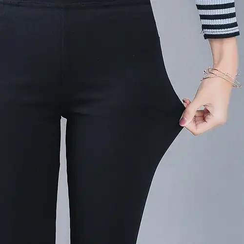 黑色平角七分不加绒s加绒不加绒女裤休闲裤打底裤外穿小脚铅笔女裤
