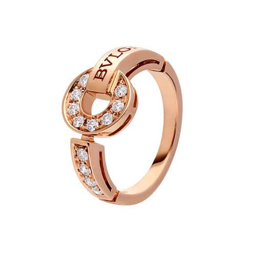 bvlgari宝格丽bvlgari bvlgari男女士18k玫瑰金密镶钻石镂空盾形戒指