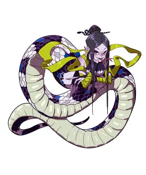 银环蛇女孩|插画|创作习作|锅巴巴巴巴巴巴巴 - 原