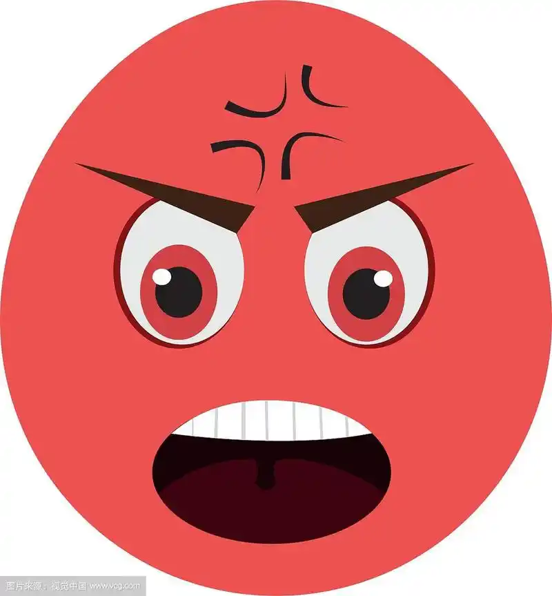 红色的卡通脸带着愤怒的表情