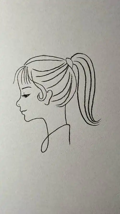侧脸马尾辫女孩画法