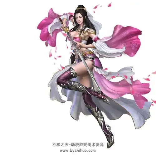 古装女性游戏角色原画设定 含png免扣素材分享