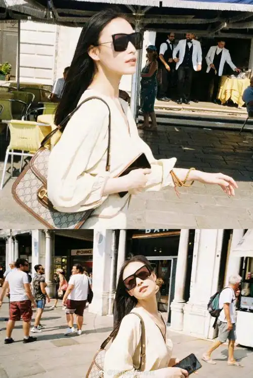 倪妮红裙抵达米兰