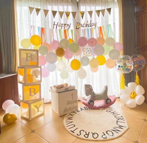 小红书周岁生日气球装饰场景布置儿童宝宝派对男女孩生日快乐背景