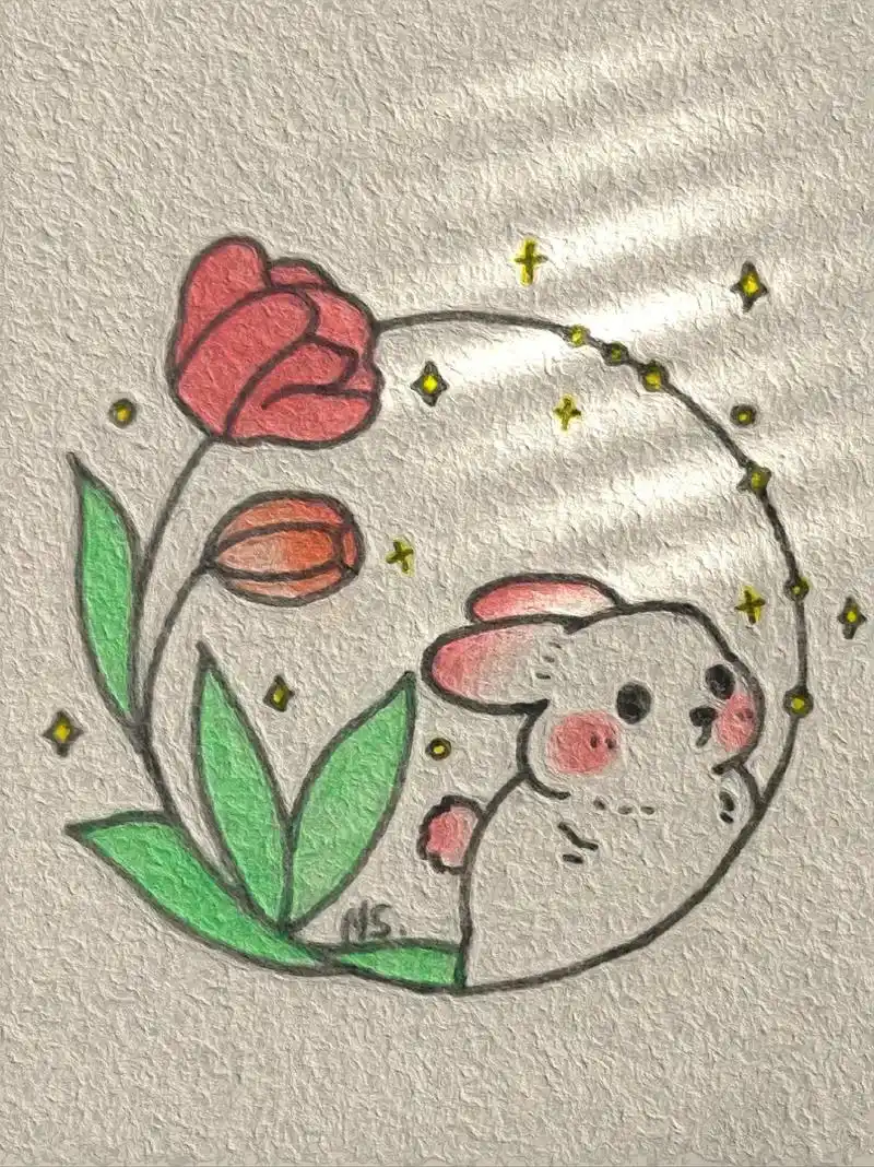 可爱兔兔.#简笔画 #临摹#彩铅#治愈系 #兔兔这么可爱 - 抖音