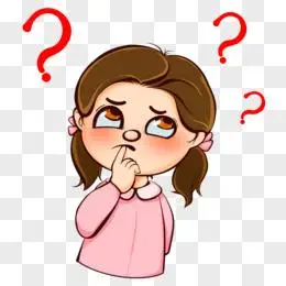 卡通小女孩满头问号表情元素