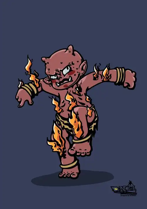 原创插画——地狱小红鬼