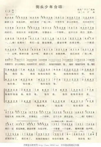 街头少年 歌谱简谱网