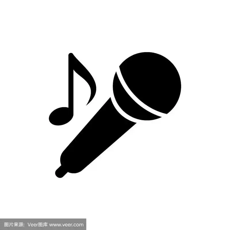 麦克风和音乐基调的黑色标志.孤立的矢量图