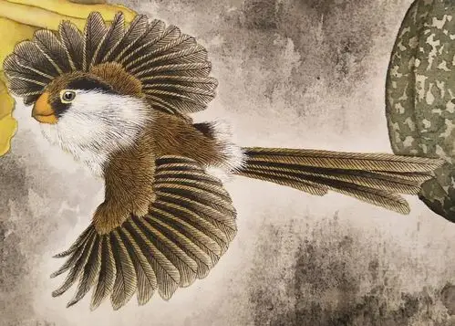 写实工笔花鸟画欣赏:《情窦初开时》