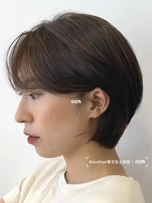 高级,时尚偏分中短发发自然免打理中短发型随性大方减感,可少女可温柔