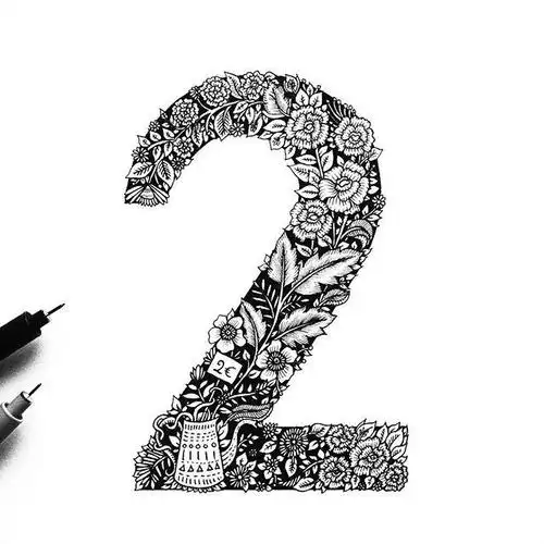 手绘黑白创意数字,立体感十足,非常喜欢,来自menis_art