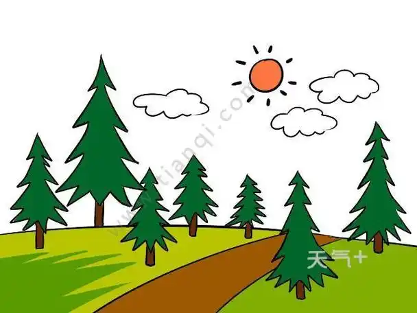 简笔画画法步骤森林的简笔画颜色树林简笔画春天景色儿童画一等奖作品