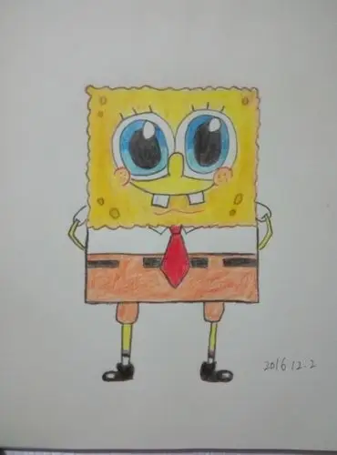 手绘彩铅画之海绵宝宝