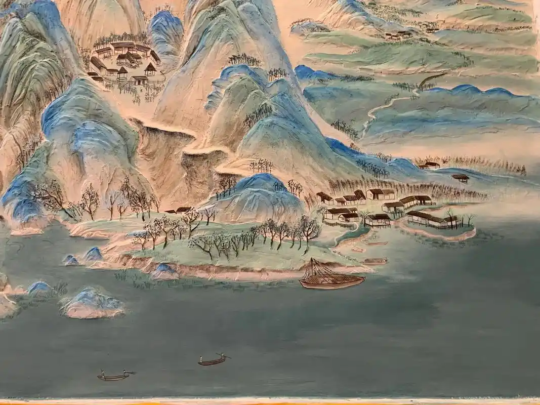 浮雕壁画  #千里江山图  一周的作品,霖设计的小伙伴辛苦 - 抖音