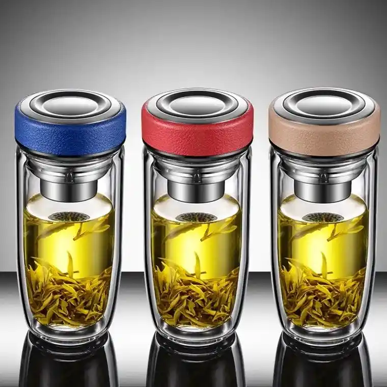 商务双层玻璃杯批发耐高温茶水分离茶杯男女士高档鹅 - 抖音