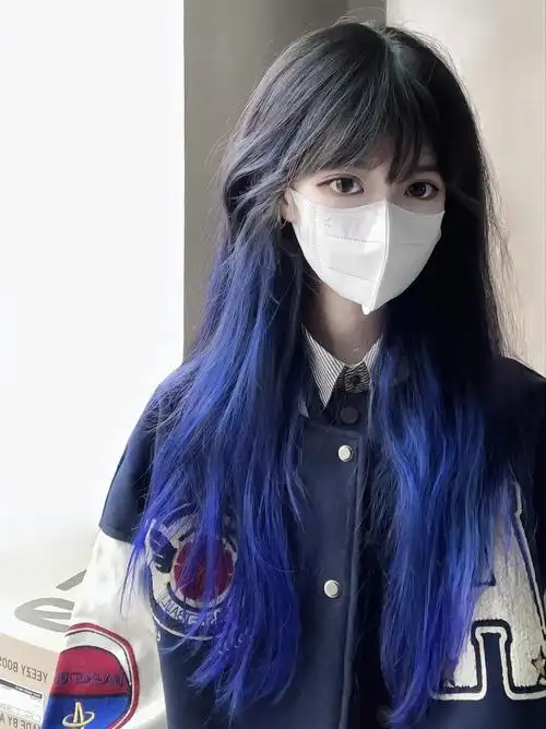 永不过时黑茶色渐变蓝色发尾染73纯欲风thk