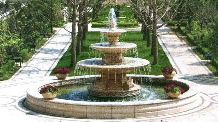 石雕水钵喷泉定做厂家 石材喷泉水景效果图