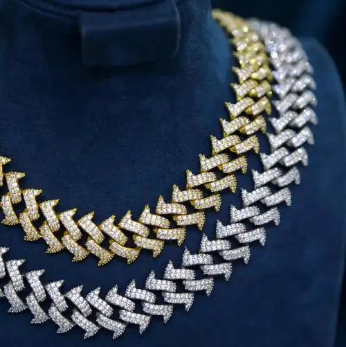 15mm欧美新款荆棘古巴项链18k白金镶嵌天然项链