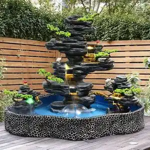 假山流水喷泉户外庭院别墅花园布置流水景观装饰鱼池瀑布造景摆件