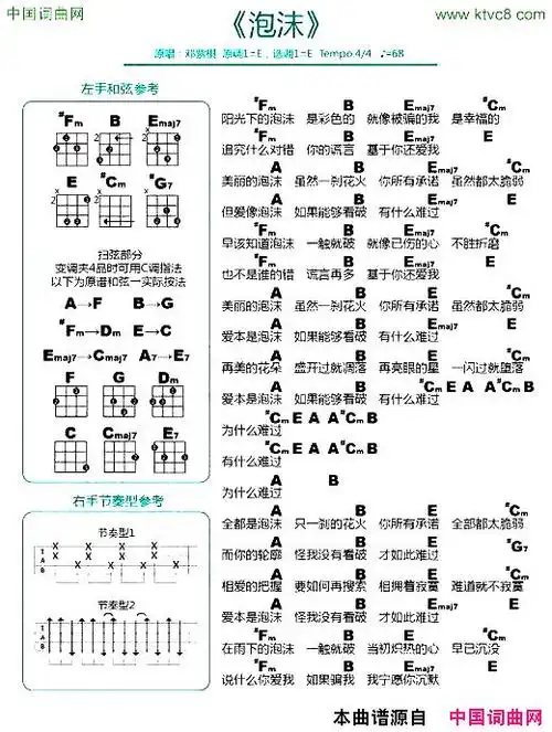 泡沫尤克里里谱