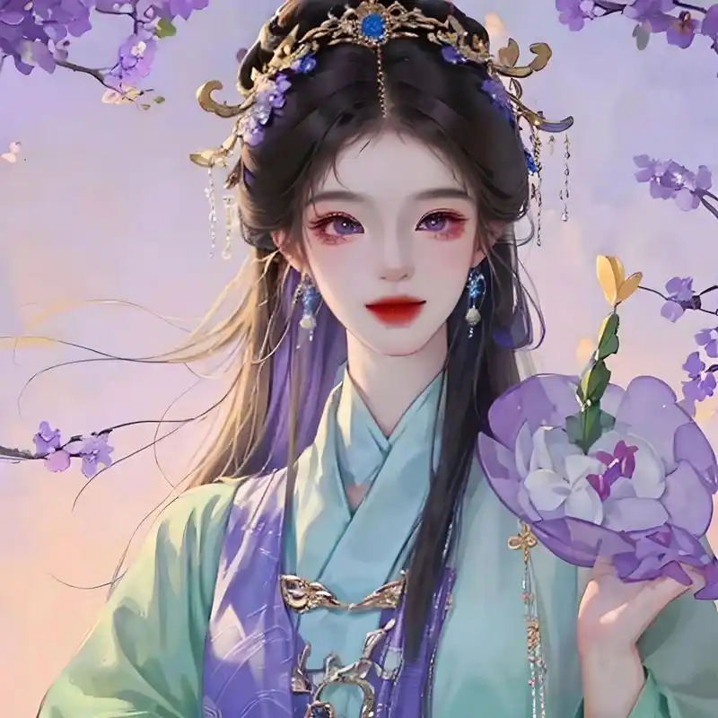 古风少女/紫色系汉服女生头像