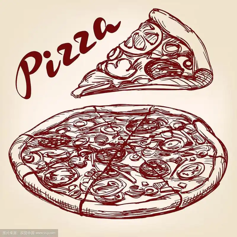 意大利披萨手绘插画
