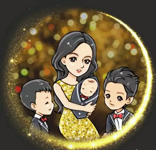 q版柏芝微博上首晒抱住新生bb《小王子》,左右两边是霆锋的儿子.