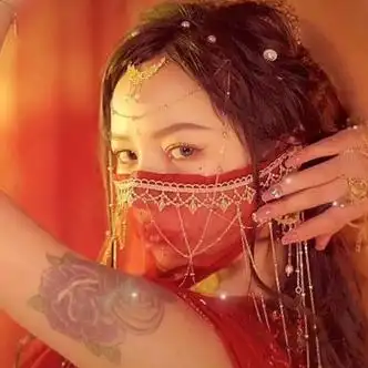 outrapay面纱古风汉服饰品红色吊坠面纱古风遮脸流苏面帘宫廷风古代