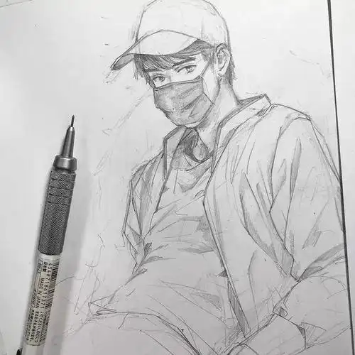 卡通人像图片,手绘图片卡通人物黑白(清新脱俗的黑白铅笔画漫画人物)