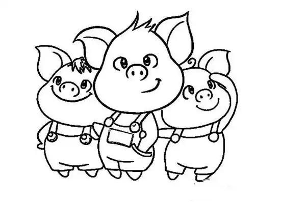 很q很可爱的三只小猪简笔画图片