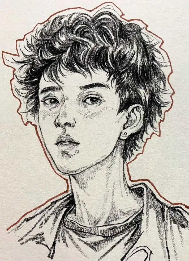 速写男青年头像默写.#速写 #速写人物 #美术生 #画画 # - 抖音