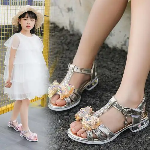 女童凉鞋2019新款韩版夏季时尚公主鞋中大童小女孩儿童高跟鞋防滑