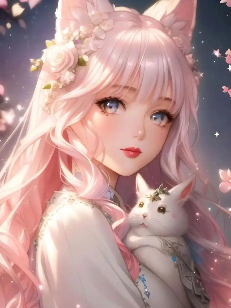 粉色可爱猫咪女孩94|二次元壁纸头像