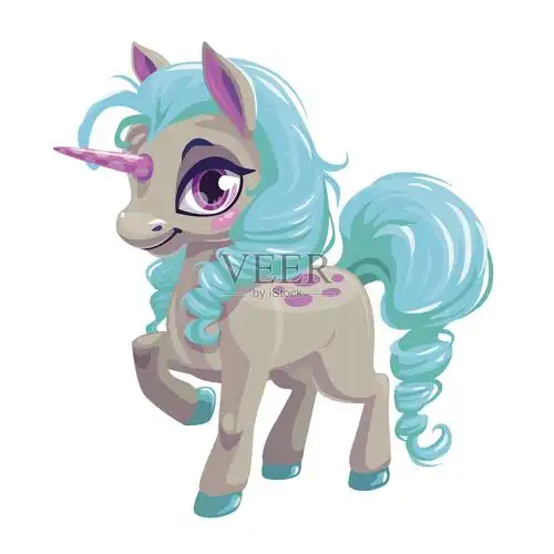 可爱的独角兽公主插画图片素材